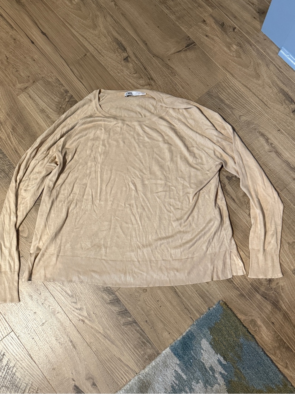 Zara Beige Crewneck Knit Sweater- Size XL